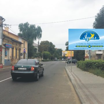 02 – вул. Шевченка, роздоріжжя траси Львів-Ужгород-Мостиська, 100м до центру, сторона А, на Ужгород